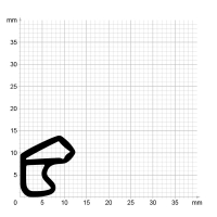 Maßstabgetreuer Profilquerschnitt der Stahlzargendichtung SZ289 auf Millimeterpapier.