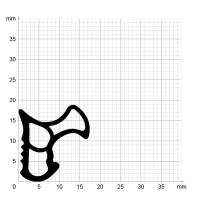 Maßstabgetreuer Profilquerschnitt der Stahlzargendichtung SZ294 auf Millimeterpapier.
