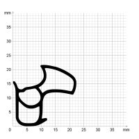 Maßstabgetreuer Profilquerschnitt der Stahlzargendichtung SZ295 auf Millimeterpapier.