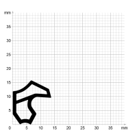 Maßstabgetreuer Profilquerschnitt der Stahlzargendichtung SZ290 auf Millimeterpapier.