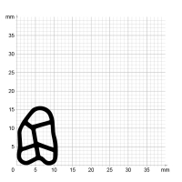 Maßstabgetreuer Profilquerschnitt der Stahlzargendichtung SZ299 auf Millimeterpapier.