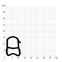 Maßstabgetreuer Profilquerschnitt der Stahlzargendichtung SZ298 auf Millimeterpapier.