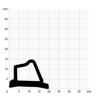 Maßstabgetreuer Profilquerschnitt der Stahlzargendichtung SZ305 auf Millimeterpapier.