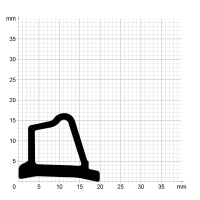 Maßstabgetreuer Profilquerschnitt der Stahlzargendichtung SZ306 auf Millimeterpapier.