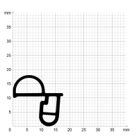Maßstabgetreuer Profilquerschnitt der Stahlzargendichtung SZ297 auf Millimeterpapier.