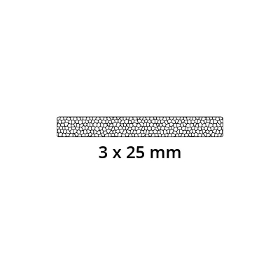 3D Modell der Moosgummidichtung MG065 in schwarz für Stahlzargen.