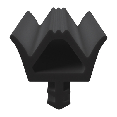 3D Modell der Zimmertürdichtung ZT061 in schwarz für senkrechte Nuten zum Türblatt.