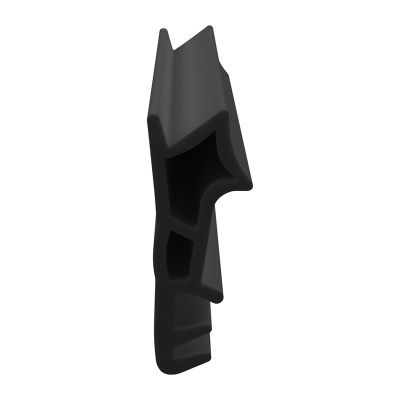 3D Modell der Flügelfalzdichtung FF040 in schwarz für seitliche Nuten.