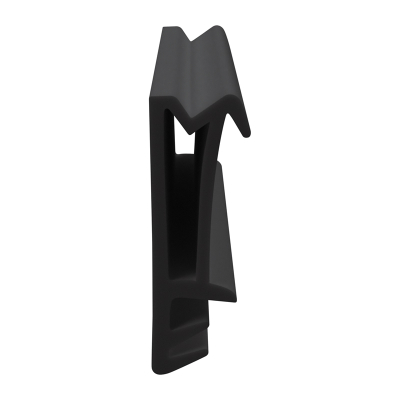 3D Modell der Flügelfalzdichtung FF045 in schwarz für seitliche Nuten.
