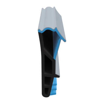 3D Modell der Flügelfalzdichtung FF048 in grau für seitliche Nuten.