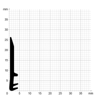 Maßstabgetreuer Profilquerschnitt der Lippendichtung LP314 auf Millimeterpapier.