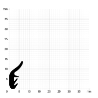 Maßstabgetreuer Profilquerschnitt der Lippendichtung LP316 auf Millimeterpapier.
