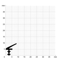 Maßstabgetreuer Profilquerschnitt der Lippendichtung LP317 auf Millimeterpapier.