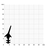Maßstabgetreuer Profilquerschnitt der Lippendichtung LP319 auf Millimeterpapier.