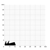 Maßstabgetreuer Profilquerschnitt der Lippendichtung LP329 auf Millimeterpapier.