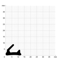 Maßstabgetreuer Profilquerschnitt der Lippendichtung LP330 auf Millimeterpapier.