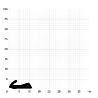 Maßstabgetreuer Profilquerschnitt der Lippendichtung LP332 auf Millimeterpapier.