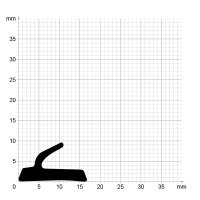 Maßstabgetreuer Profilquerschnitt der Lippendichtung LP334 auf Millimeterpapier.