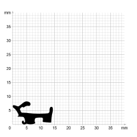 Maßstabgetreuer Profilquerschnitt der Lippendichtung LP336 auf Millimeterpapier.