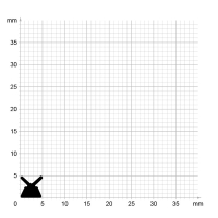 Maßstabgetreuer Profilquerschnitt der Lippendichtung LP341 auf Millimeterpapier.