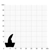 Maßstabgetreuer Profilquerschnitt der Lippendichtung LP344 auf Millimeterpapier.