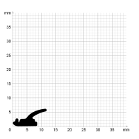 Maßstabgetreuer Profilquerschnitt der Lippendichtung LP350 auf Millimeterpapier.