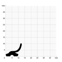 Maßstabgetreuer Profilquerschnitt der Lippendichtung LP352 auf Millimeterpapier.