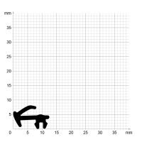 Maßstabgetreuer Profilquerschnitt der Lippendichtung LP365 auf Millimeterpapier.