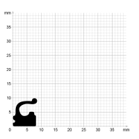 Maßstabgetreuer Profilquerschnitt der Lippendichtung LP368 auf Millimeterpapier.