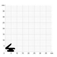 Maßstabgetreuer Profilquerschnitt der Lippendichtung LP369 auf Millimeterpapier.