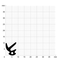 Maßstabgetreuer Profilquerschnitt der Lippendichtung LP372 auf Millimeterpapier.
