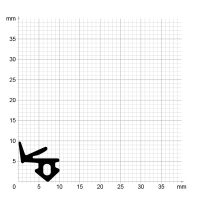 Maßstabgetreuer Profilquerschnitt der Lippendichtung LP373 auf Millimeterpapier.