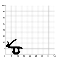 Maßstabgetreuer Profilquerschnitt der Lippendichtung LP374 auf Millimeterpapier.