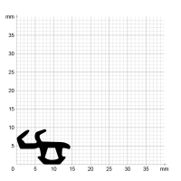 Maßstabgetreuer Profilquerschnitt der Lippendichtung LP432 auf Millimeterpapier.