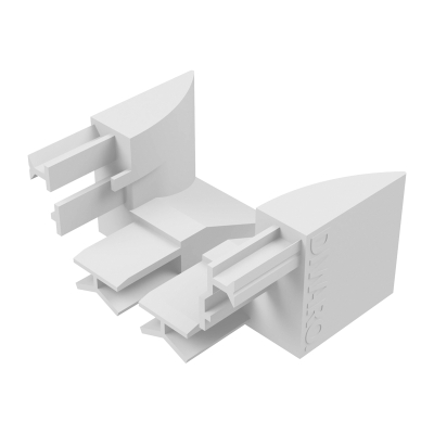 Abbildung des linken und rechten Einlauftrichter in den Maßen 50 x 35 mm, in der Farbe weiß.