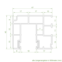 Technische Zeichnung der Führungsschiene.