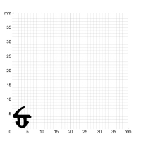 Maßstabgetreuer Profilquerschnitt der Lippendichtung LP389 auf Millimeterpapier.