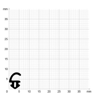 Maßstabgetreuer Profilquerschnitt der Lippendichtung LP390 auf Millimeterpapier.