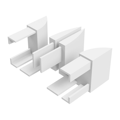 Abbildung des linken und rechten Einlauftrichter in den Maßen 45 x 40 mm, in der Farbe weiß.
