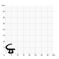 Maßstabgetreuer Profilquerschnitt der Lippendichtung LP391 auf Millimeterpapier.