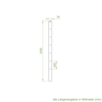DEFLEX Stützpfosten Typ 1 / 1800 mm für Bodenhülse, inkl. Stützfuß, Stauhöhe bis 1800 mm