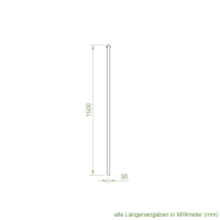 DEFLEX Stützpfosten Typ 1 / 1800 mm für Bodenhülse, inkl. Stützfuß, Stauhöhe bis 1800 mm