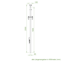 DEFLEX Teleskopstütze Typ 3, für Bodenhülse, inkl. Deckenkonsole, für Deckenhöhe bis 2700 mm
