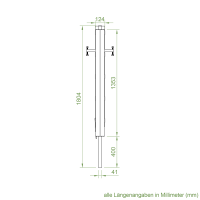 DEFLEX Stützpfosten Typ 4 / 1200 mm, für Bodenhülse, inkl. Stützfuss, für doppelseitige Dammbalkenaufnahme, für Stauhöhe bis 1200 mm