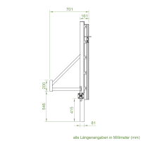 DEFLEX Stützpfosten Typ 4 / 1200 mm, für Bodenhülse, inkl. Stützfuss, für doppelseitige Dammbalkenaufnahme, für Stauhöhe bis 1200 mm