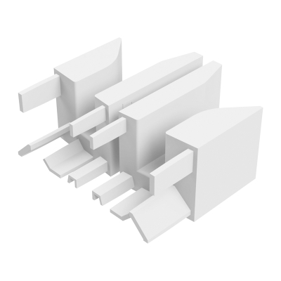Abbildung des linken und rechten Einlauftrichter in den Maßen 45 x 40 mm, in der Farbe weiß.