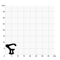 Maßstabgetreuer Profilquerschnitt der Lippendichtung LP393 auf Millimeterpapier.