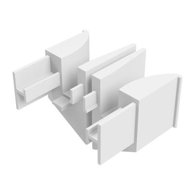 Abbildung des linken und rechten Einlauftrichter in den Maßen 45 x 40 mm, in der Farbe weiß.