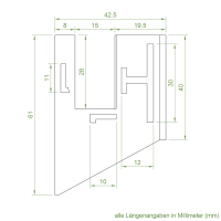 Technische Zeichnung des Einlauftrichters mit den Maßen 45 x 40 mm.