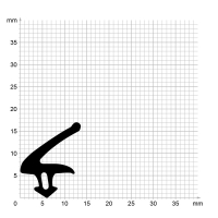 Zeichnung des Dichtungsprofils der Mitteldichtung MI077 für Fenster.